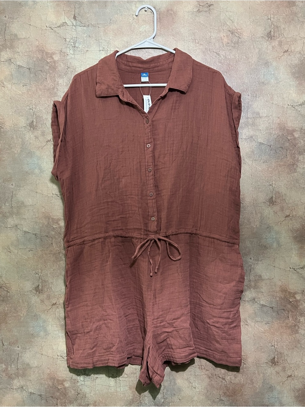Old Navy Terracotta Button-Front Gauze Romper